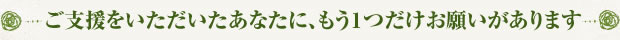 ご支援をいただいたあなたに、もう１つだけお願いがあります